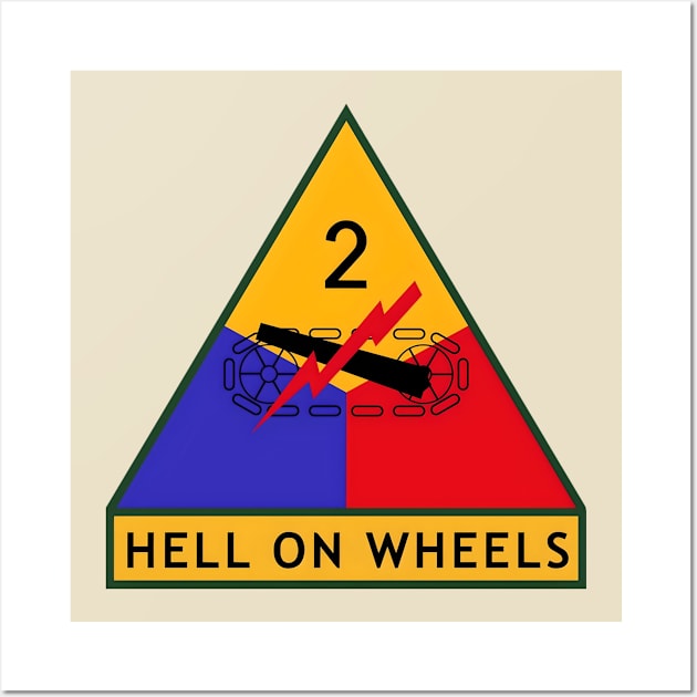 2nd Armored Division - Hell on Wheels Patch Wall Art by Desert Owl Designs